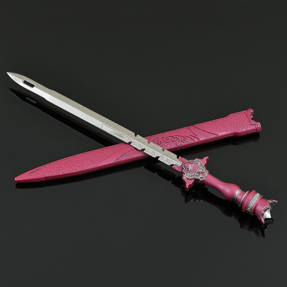 Qin's Moon Jing Ni Sword Alloy Replica Chinese Wuxia Anime Weapon Replica with Scabbard Non-sharp Desktop Collectible Ornament Gift