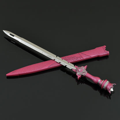 Qin's Moon Jing Ni Sword Alloy Replica Chinese Wuxia Anime Weapon Replica with Scabbard Non-sharp Desktop Collectible Ornament Gift