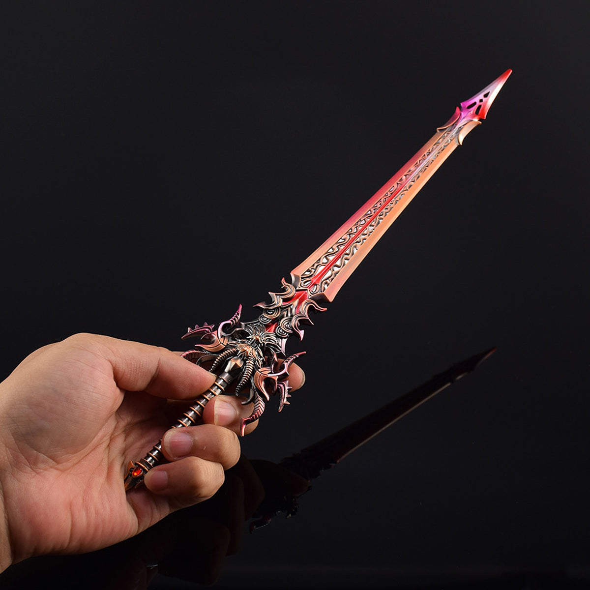 Dark Dragon Emperor Sword Mini Replica, Douluo Anime Alloy Collectible Sword Ornament