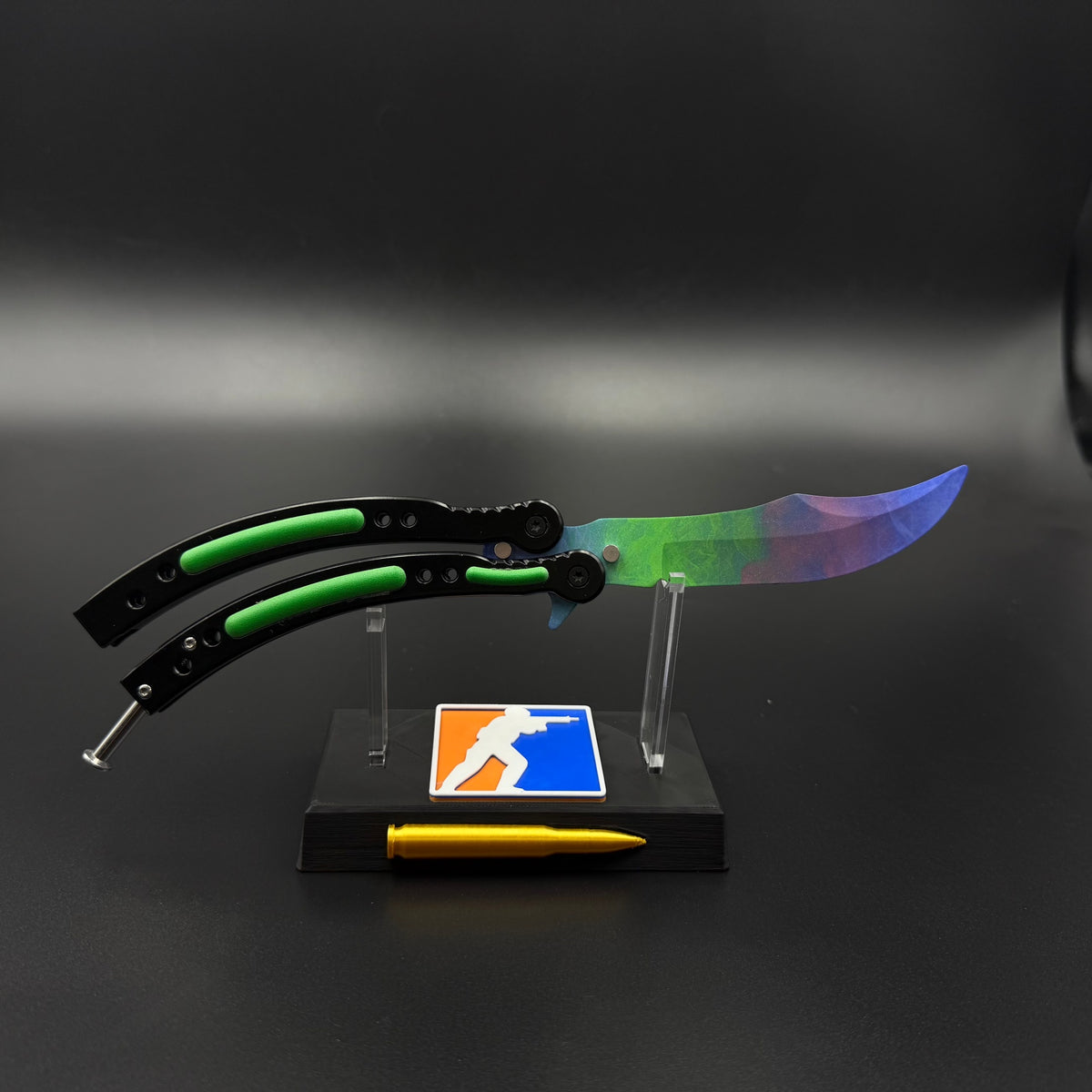 CS Butterfly Knife Gamma Doppler Metal Replica for Collectible - Unsharpened Balisong Trainer