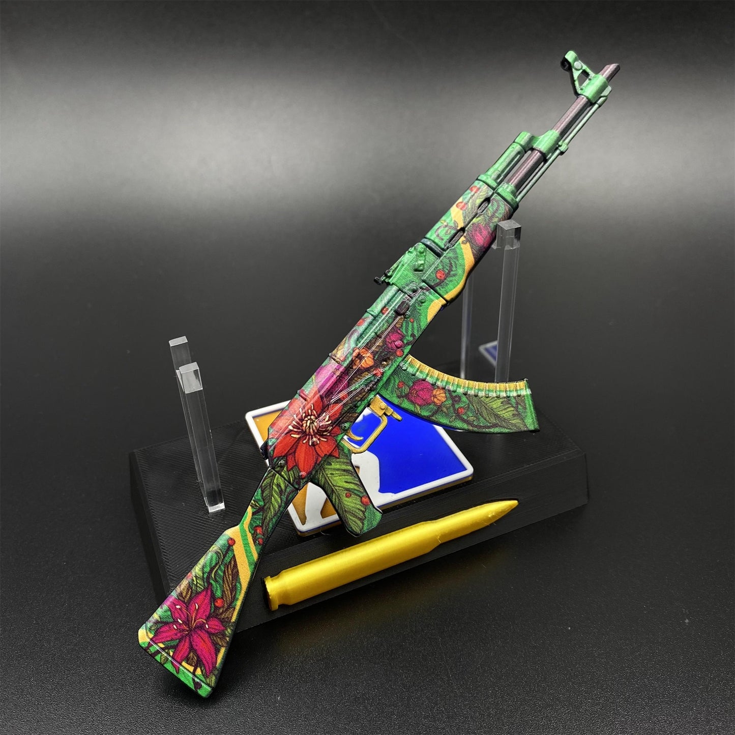 Hot Game CS2 Wild Lotus Skin AK-47 Miniature Tiny Gun Metal Replica Game Prop Collectible