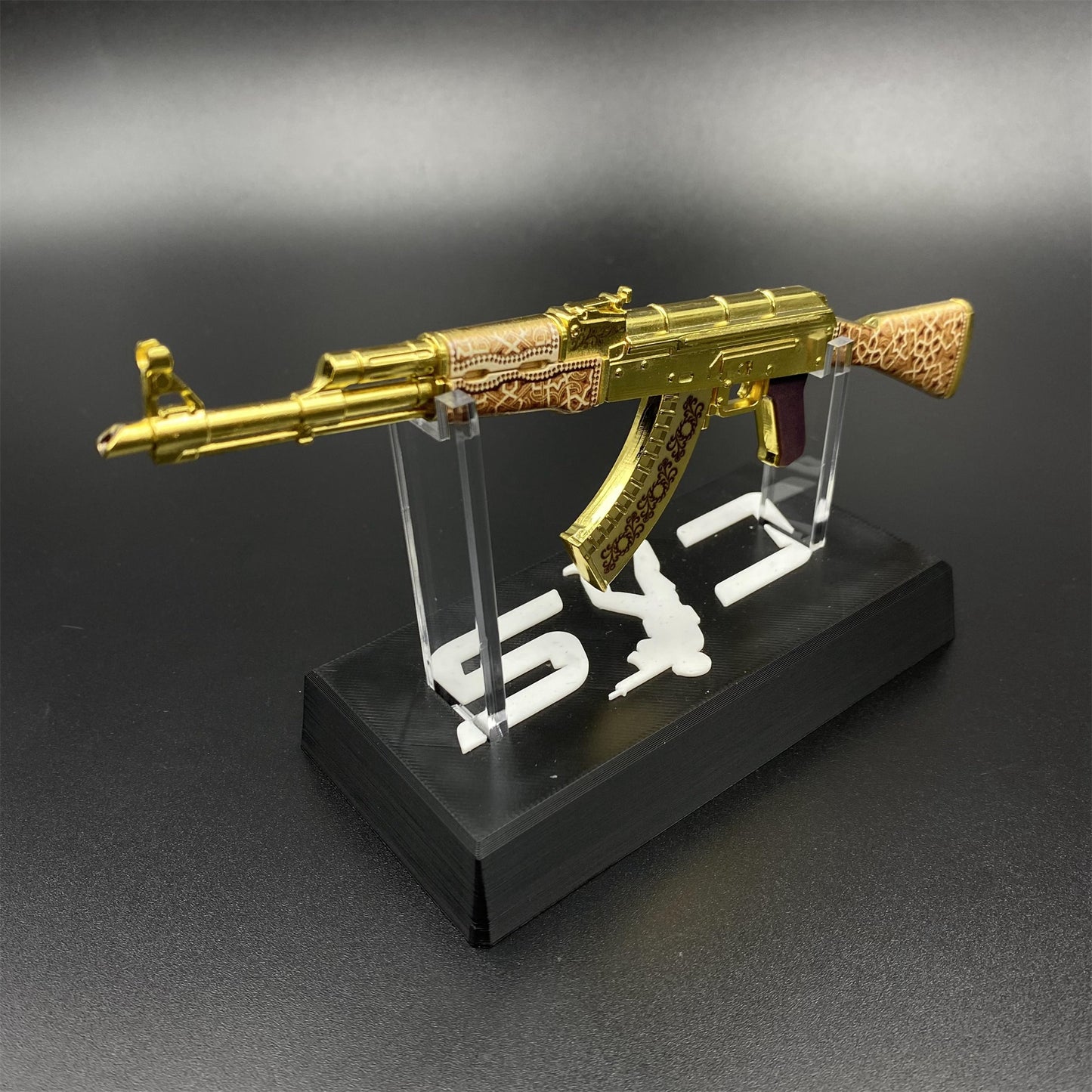 Tiny AK-47 Gold Arabesque Miniature Metal Collectible For Display