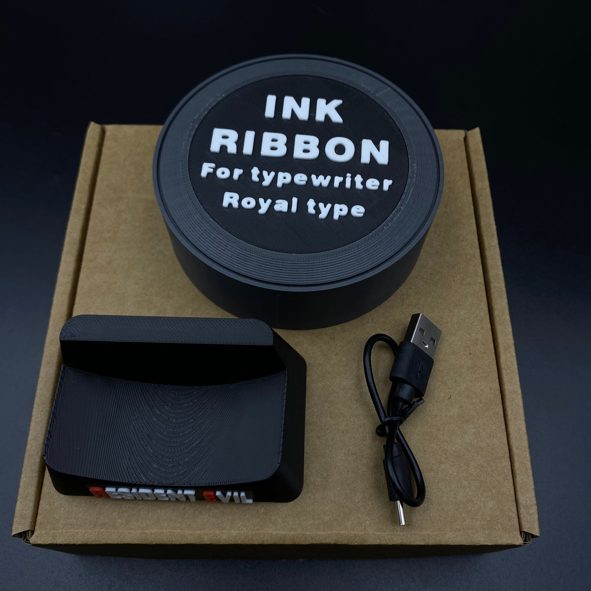 3D Printed Horror Game Ink Ribbon Shape Speaker, Gaming Room Decor Fan Collectible