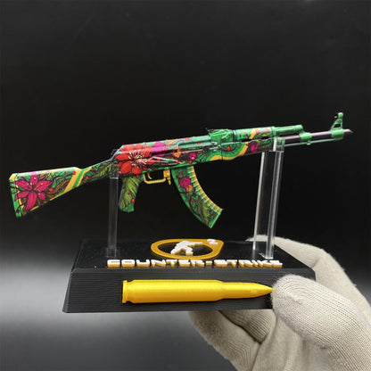 Hot Game CS2 Wild Lotus Skin AK-47 Miniature Tiny Gun Metal Replica Game Prop Collectible
