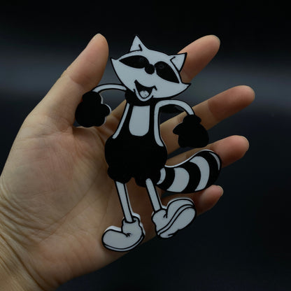 Cartoon Mr. Raccoon Fridge Magnet, Fan-Made Refrigerator Decoration Magnet for Game Collectors