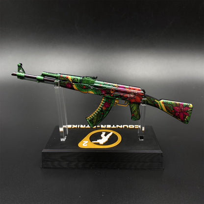 Hot Game CS2 Wild Lotus Skin AK-47 Miniature Tiny Gun Metal Replica Game Prop Collectible