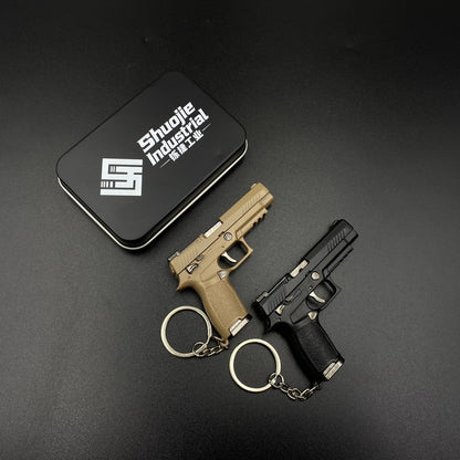 SIG M17 Mini Pistol Model Keychain with Storage Tin Box