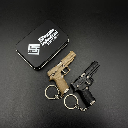 SIG M17 Mini Pistol Model Keychain with Storage Tin Box