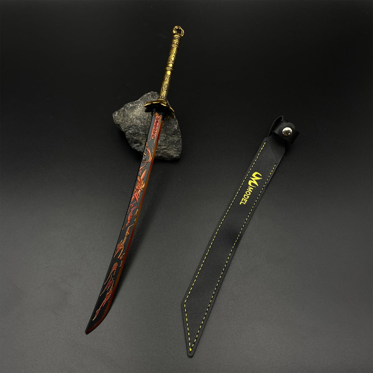 Honglian Karmic Fire Blade Mini Replical, Cang Yu Anime Alloy Collectible Sword Ornament