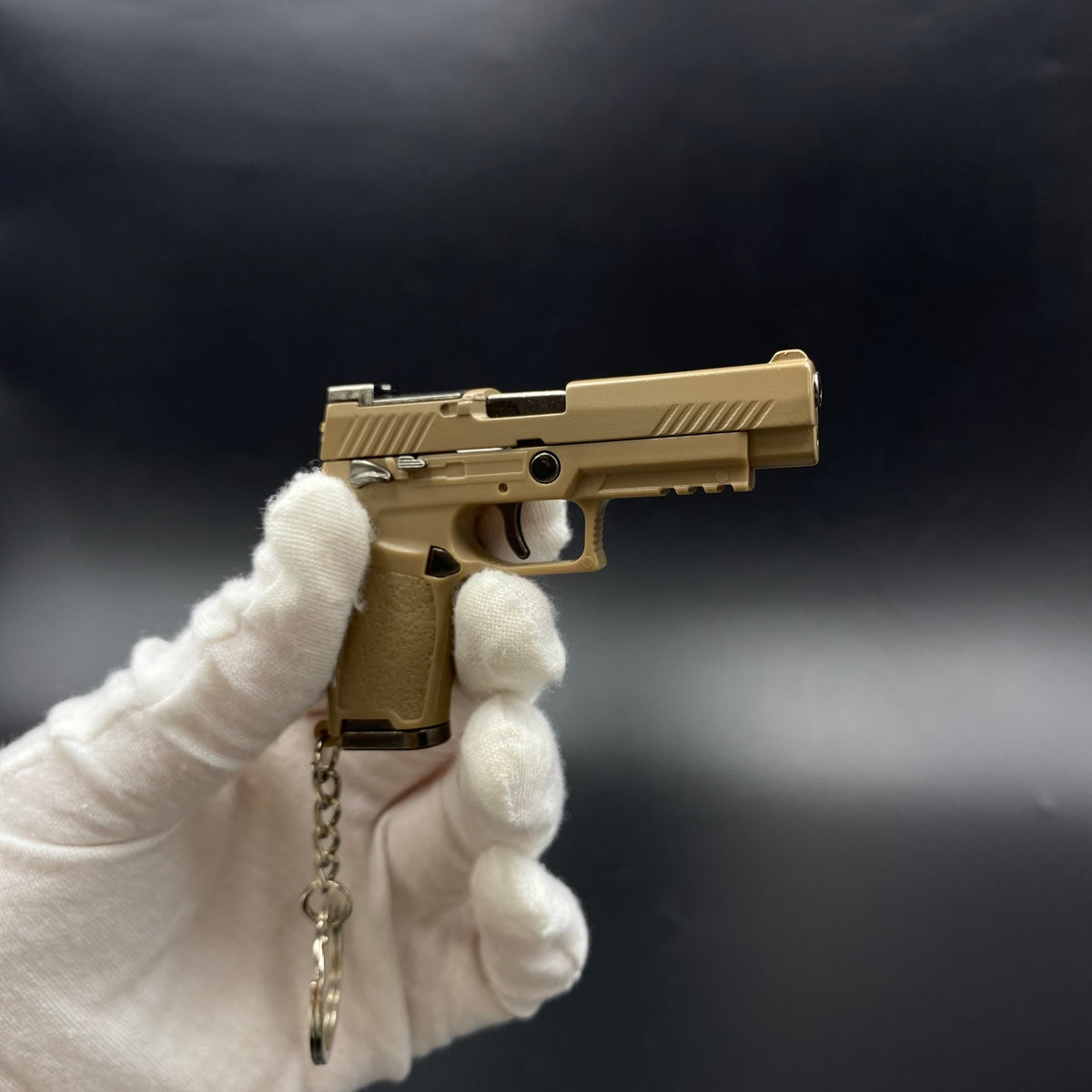 SIG M17 Mini Pistol Model Keychain with Storage Tin Box