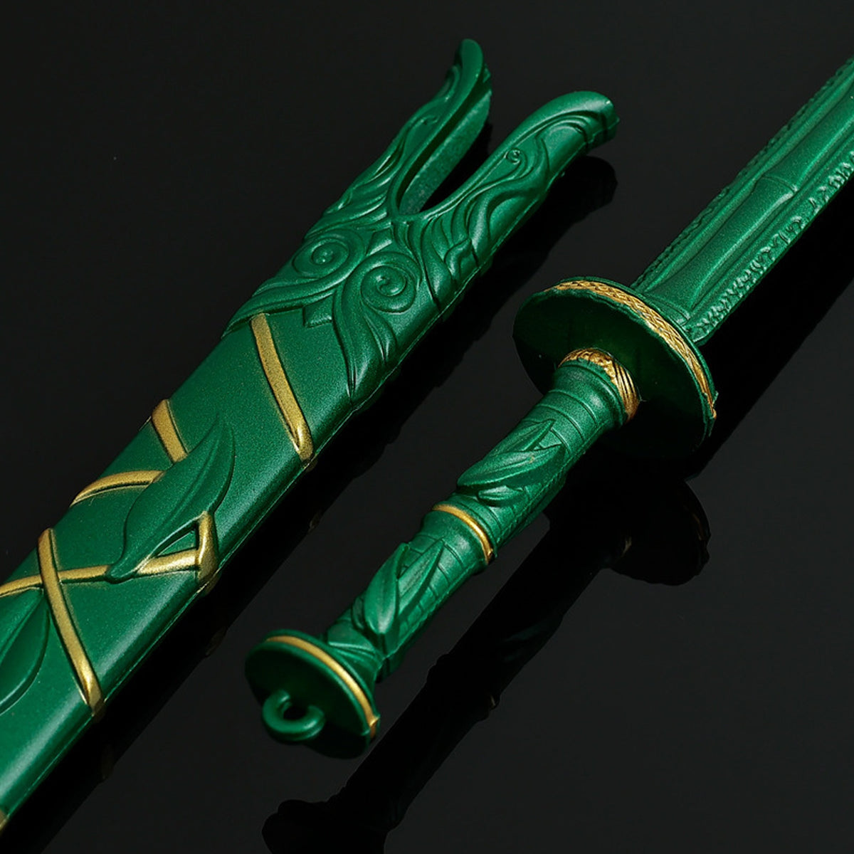 Green Bamboo Bee Cloud Sword from Mortal's Legend of Immortality Mini Metal Sword Collectible