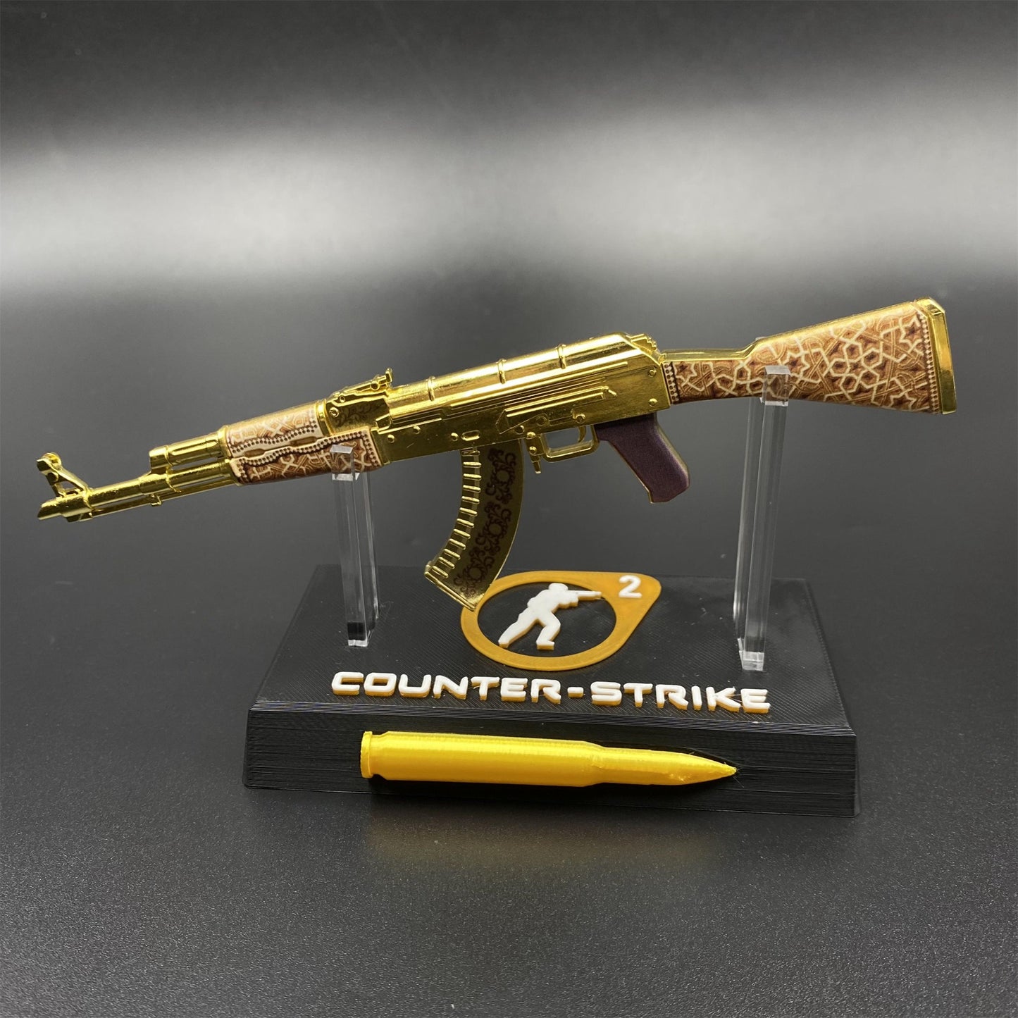 Tiny AK-47 Gold Arabesque Miniature Metal Collectible For Display