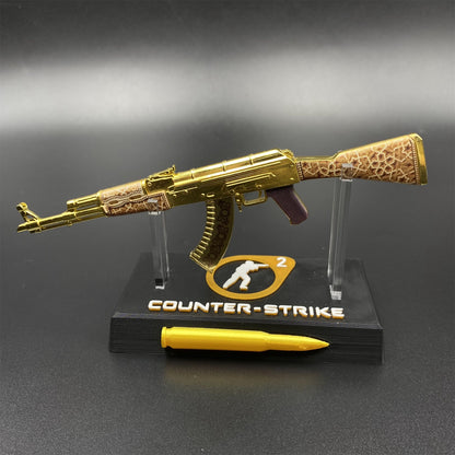 Tiny AK-47 Gold Arabesque Miniature Metal Collectible For Display