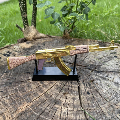 Tiny AK-47 Gold Arabesque Miniature Metal Collectible For Display