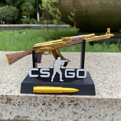 Tiny AK-47 Gold Arabesque Miniature Metal Collectible For Display