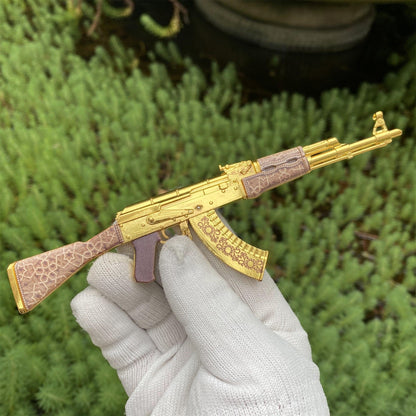 Tiny AK-47 Gold Arabesque Miniature Metal Collectible For Display