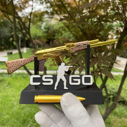Tiny AK-47 Gold Arabesque Miniature Metal Collectible For Display