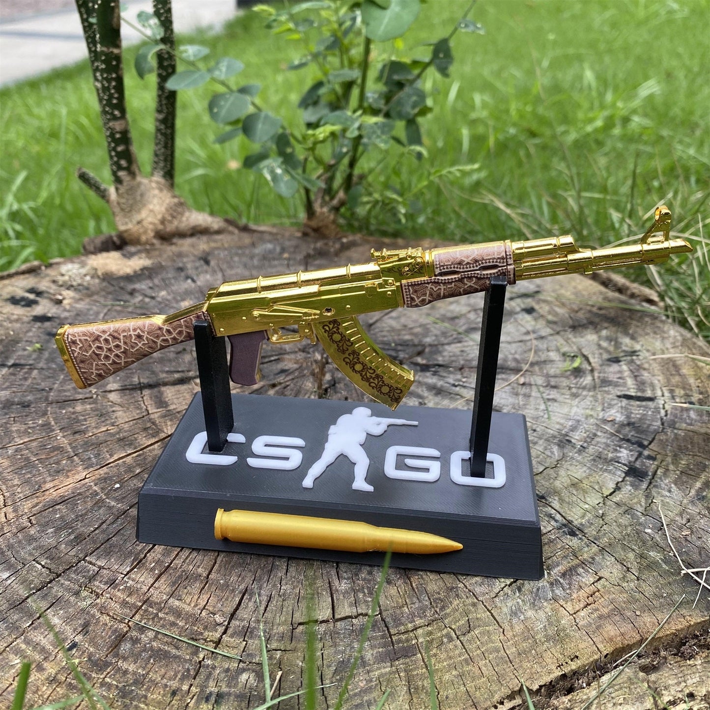 Tiny AK-47 Gold Arabesque Miniature Metal Collectible For Display