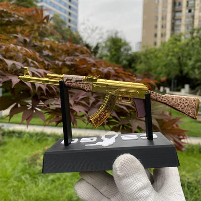 Tiny AK-47 Gold Arabesque Miniature Metal Collectible For Display