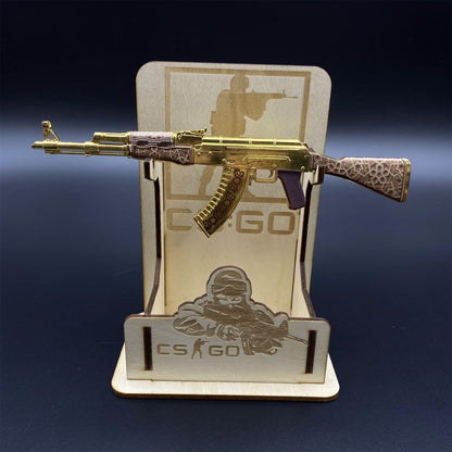 Tiny AK-47 Gold Arabesque Miniature Metal Collectible For Display