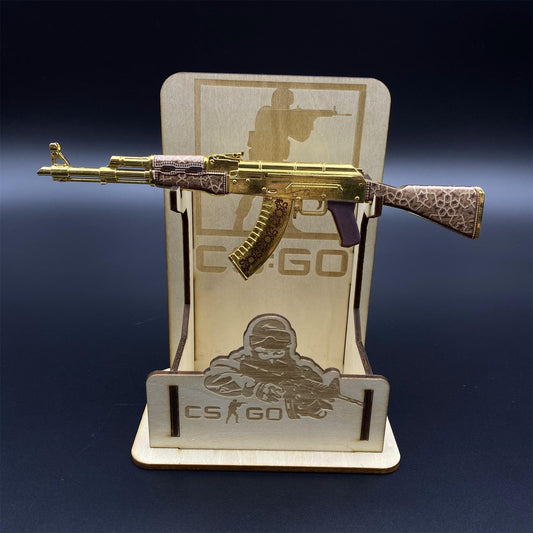 Tiny AK-47 Gold Arabesque Miniature Metal Collectible For Display