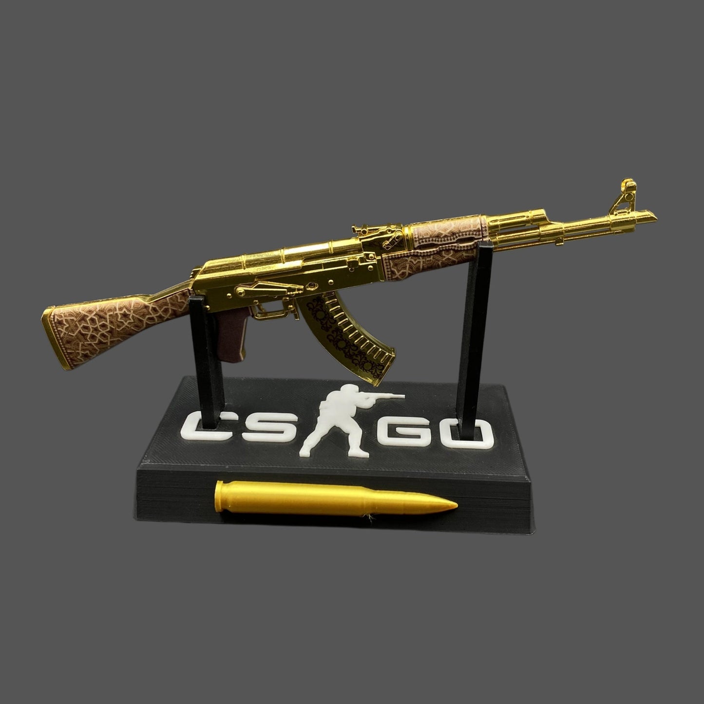 Tiny AK-47 Gold Arabesque Miniature Metal Collectible For Display