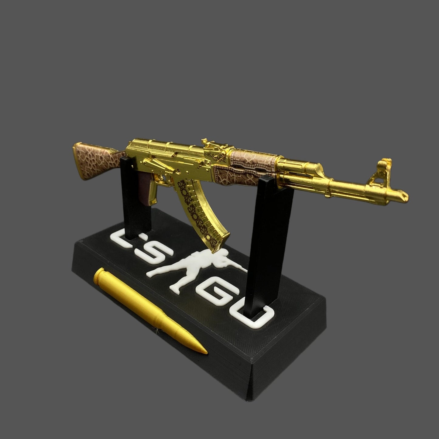 Tiny AK-47 Gold Arabesque Miniature Metal Collectible For Display
