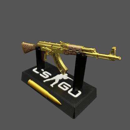 Tiny AK-47 Gold Arabesque Miniature Metal Collectible For Display