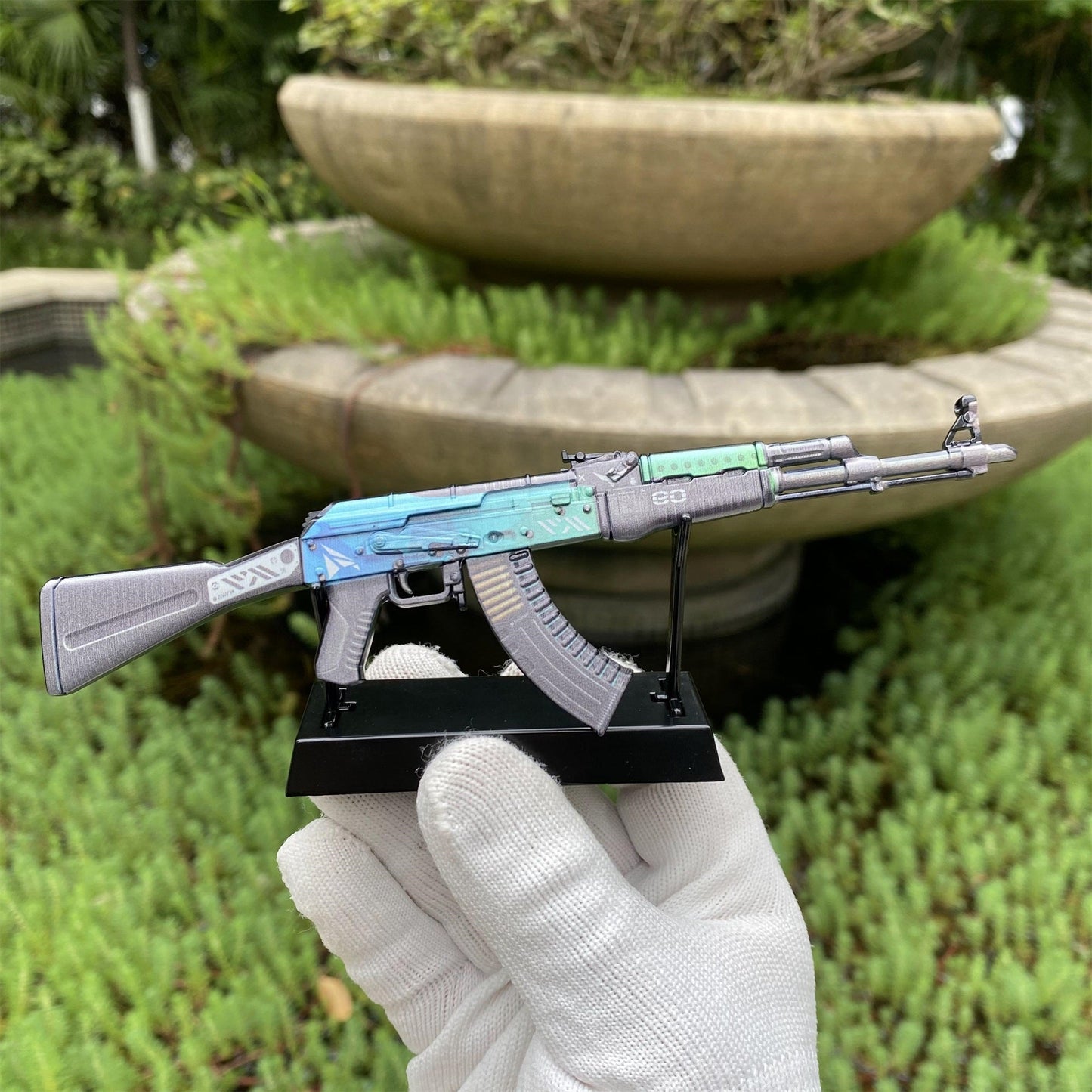 Metal AK47 Ice Coaled Miniature CSGO Fan Art For Collection