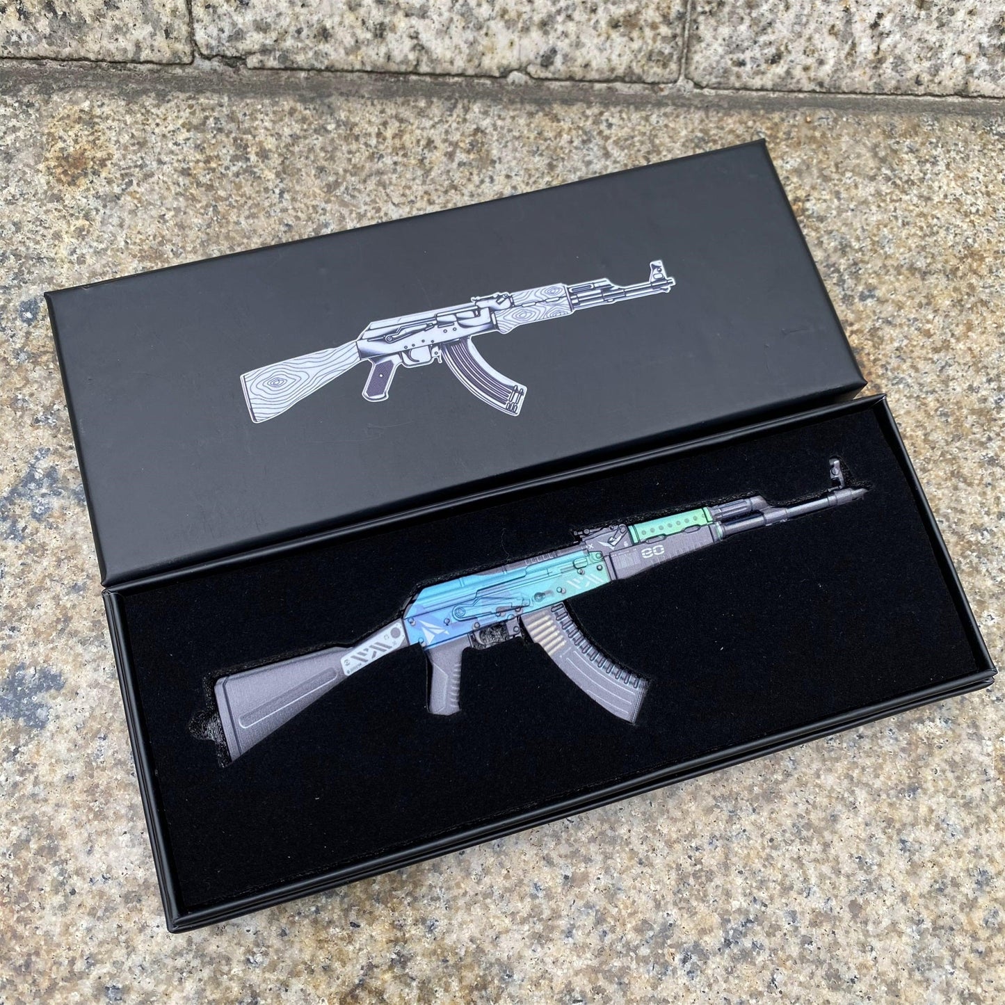 Metal AK47 Ice Coaled Miniature CSGO Fan Art For Collection