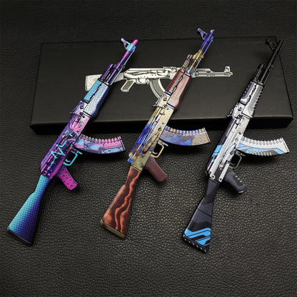AK-47 Neon Rider Case Hardened And Vulcan Skin Gun Model  3 In 1 Pack