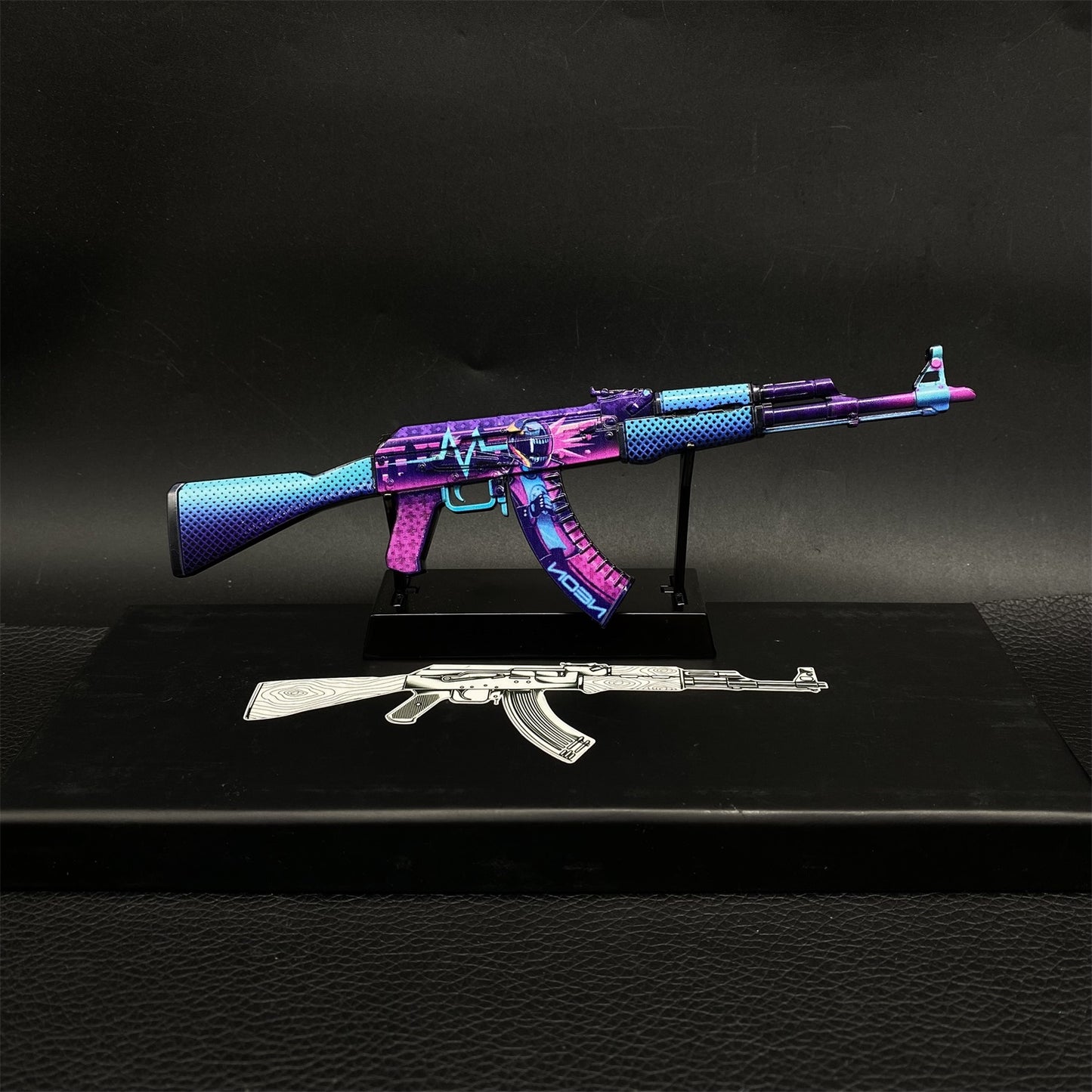 AK-47 Neon Rider Case Hardened And Vulcan Skin Gun Model  3 In 1 Pack