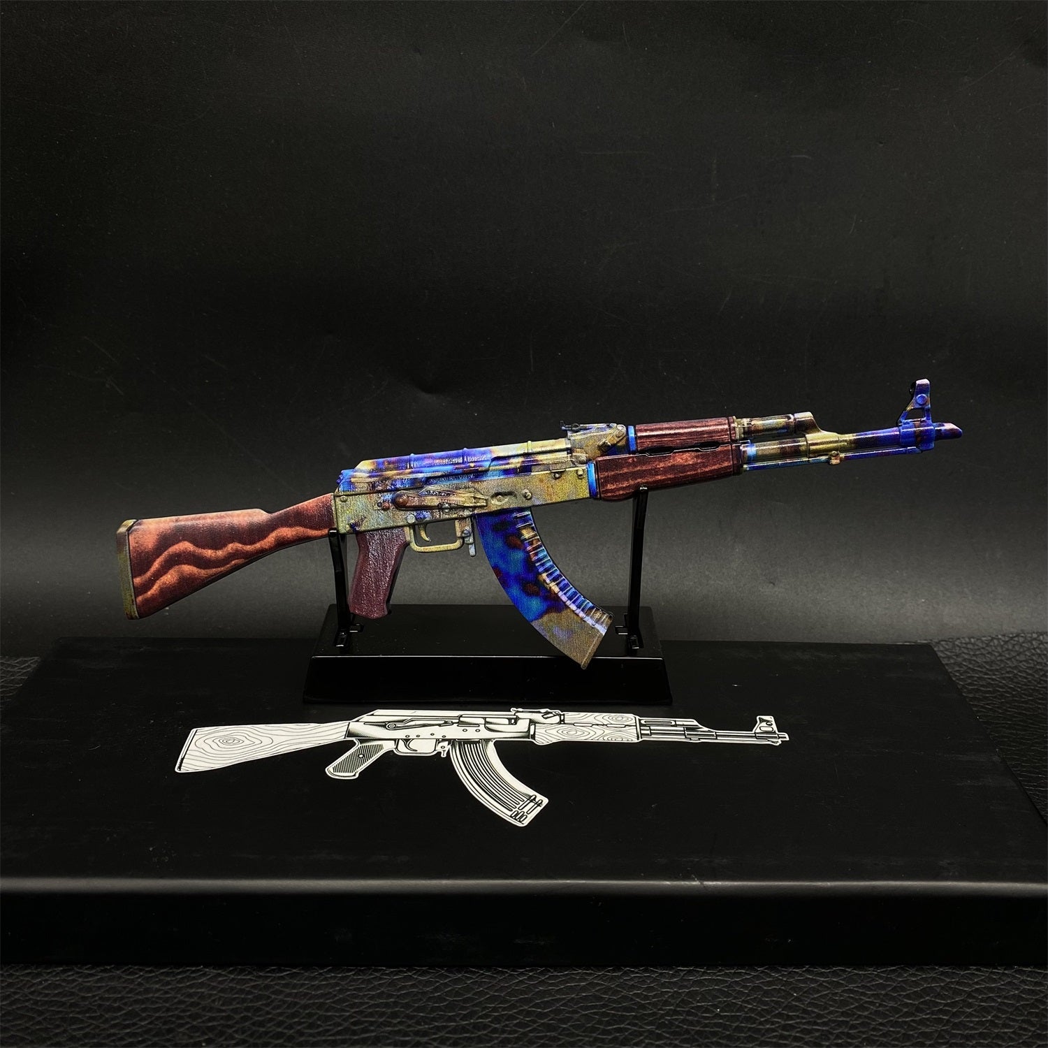 AK-47 Neon Rider Case Hardened And Vulcan Skin Gun Model 3 In 1