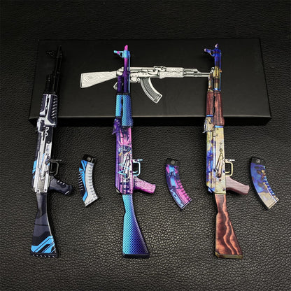 AK-47 Neon Rider Case Hardened And Vulcan Skin Gun Model  3 In 1 Pack
