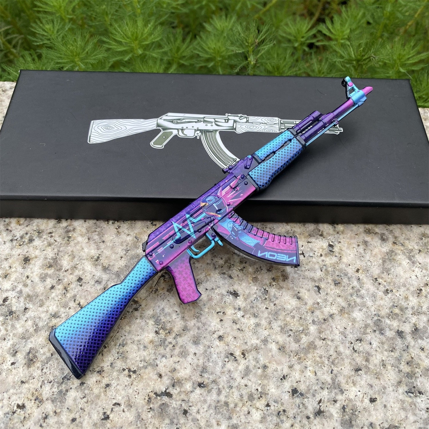 AK-47 Neon Rider Case Hardened And Vulcan Skin Gun Model 3 In 1