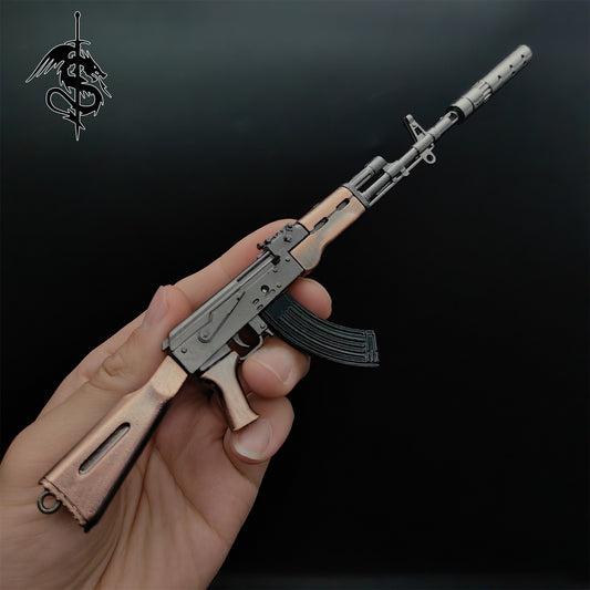Metal Small AKM Gun Toy Russian Solider Weapon Collection