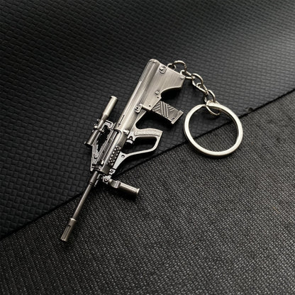 Tiny AUG Assault Rifle Metal Gun Keychain