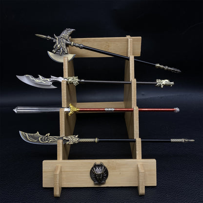 Ancient Long Handle Weapon Axe Spear Halberd Miniature 4 in 1 Pack