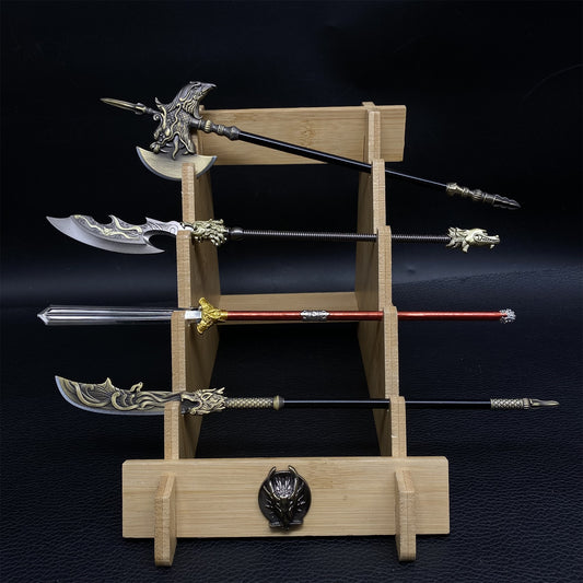 Ancient Long Handle Weapon Axe Spear Halberd Miniature 4 in 1 Pack