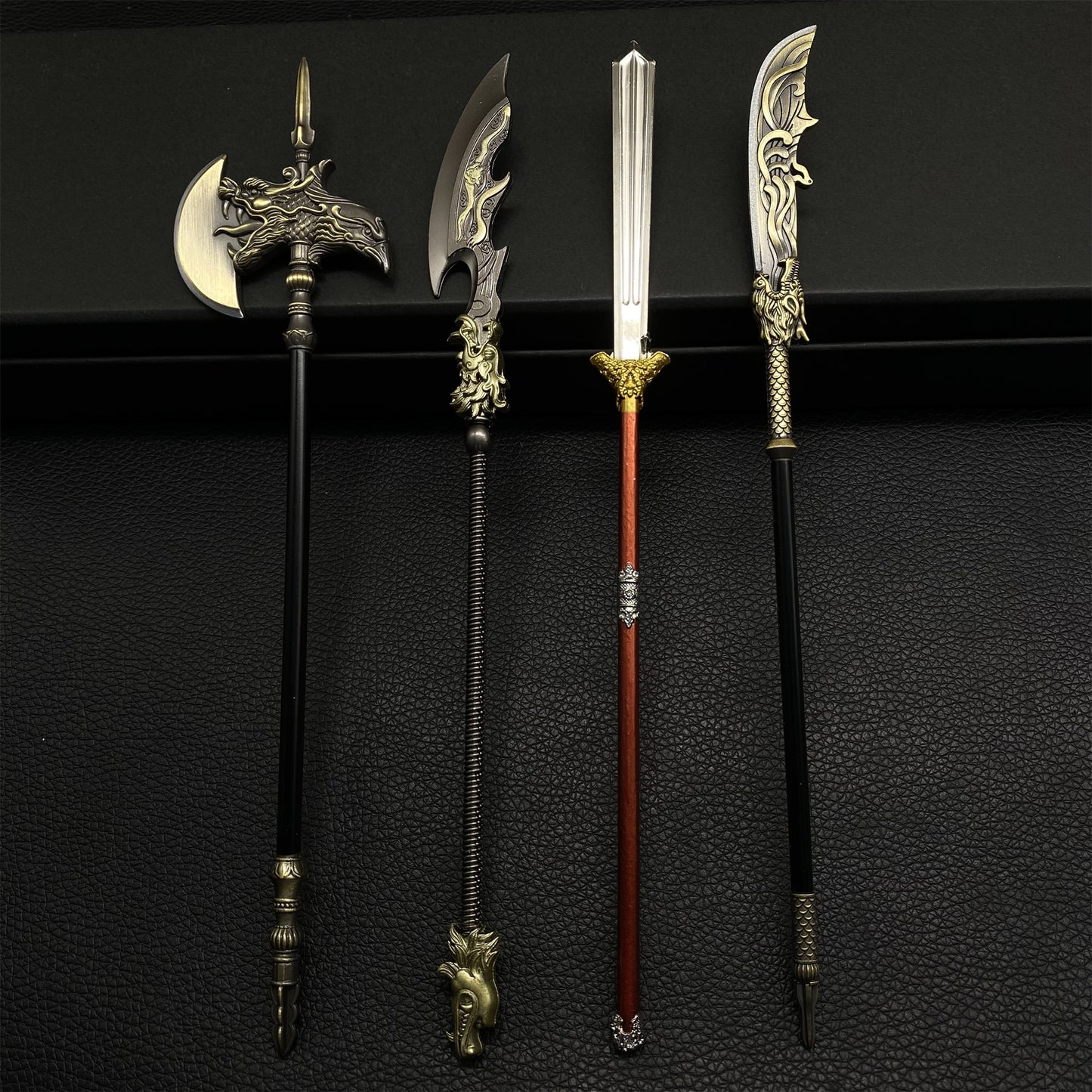 Ancient Long Handle Weapon Axe Spear Halberd Miniature 4 in 1 Pack