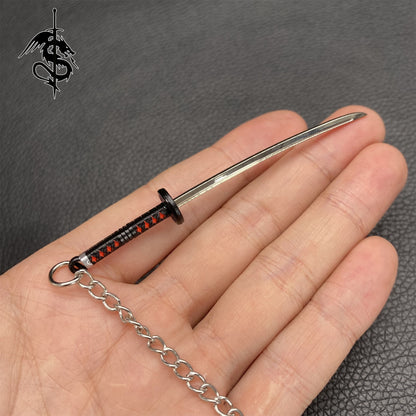 Japanese Anime Samurai Sword Miniature Metal Keychain