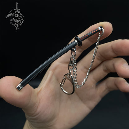 Japanese Anime Samurai Sword Miniature Metal Keychain