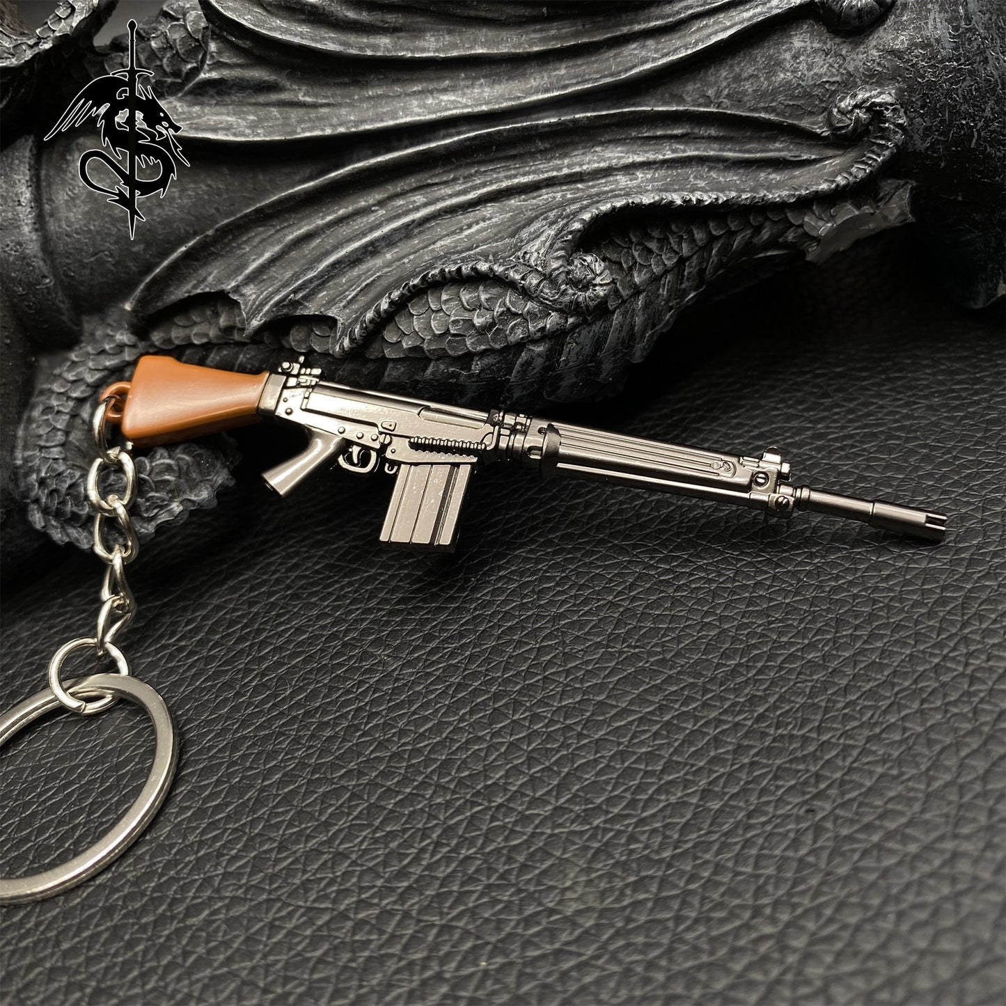 Metal Belgium FN Fal Gun Key Ring Backpack Pendant