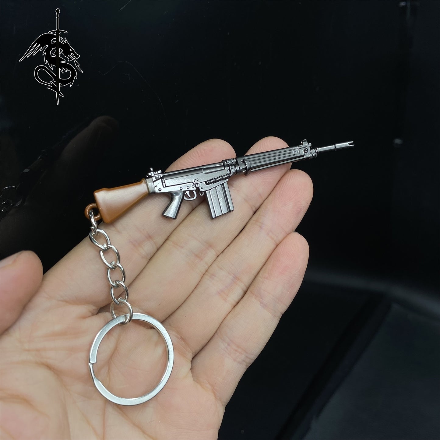 Metal Belgium FN Fal Gun Key Ring Backpack Pendant