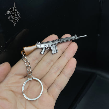 Metal Belgium FN Fal Gun Key Ring Backpack Pendant