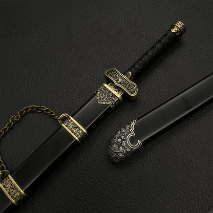 Chinese Movie 'The Lost Tomb' Zhang Qiling's Black Gold Ancient Knife Metal Replica