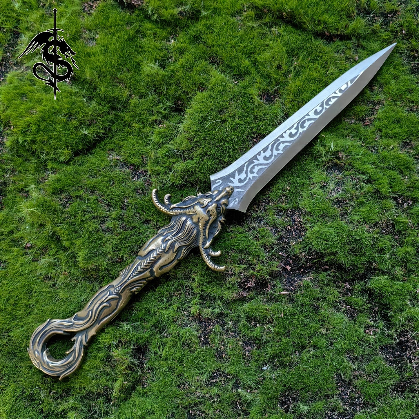 Brass Dragon Tea Knife Hand Forged Short Sword Letter Opener 