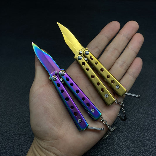 Steel Mini Butterfly Knife EDC Tool Knife 2 In 1 Pack