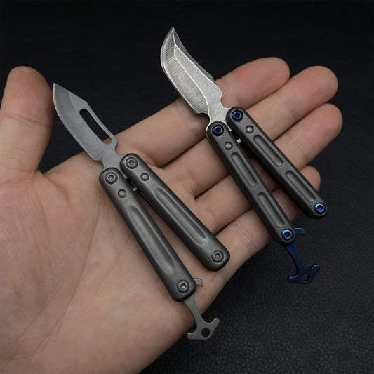 Mini Balisong Trainer Knife, Metal Butterfly Knife Fidget Toy for Practice & Collection Unboxing Knife