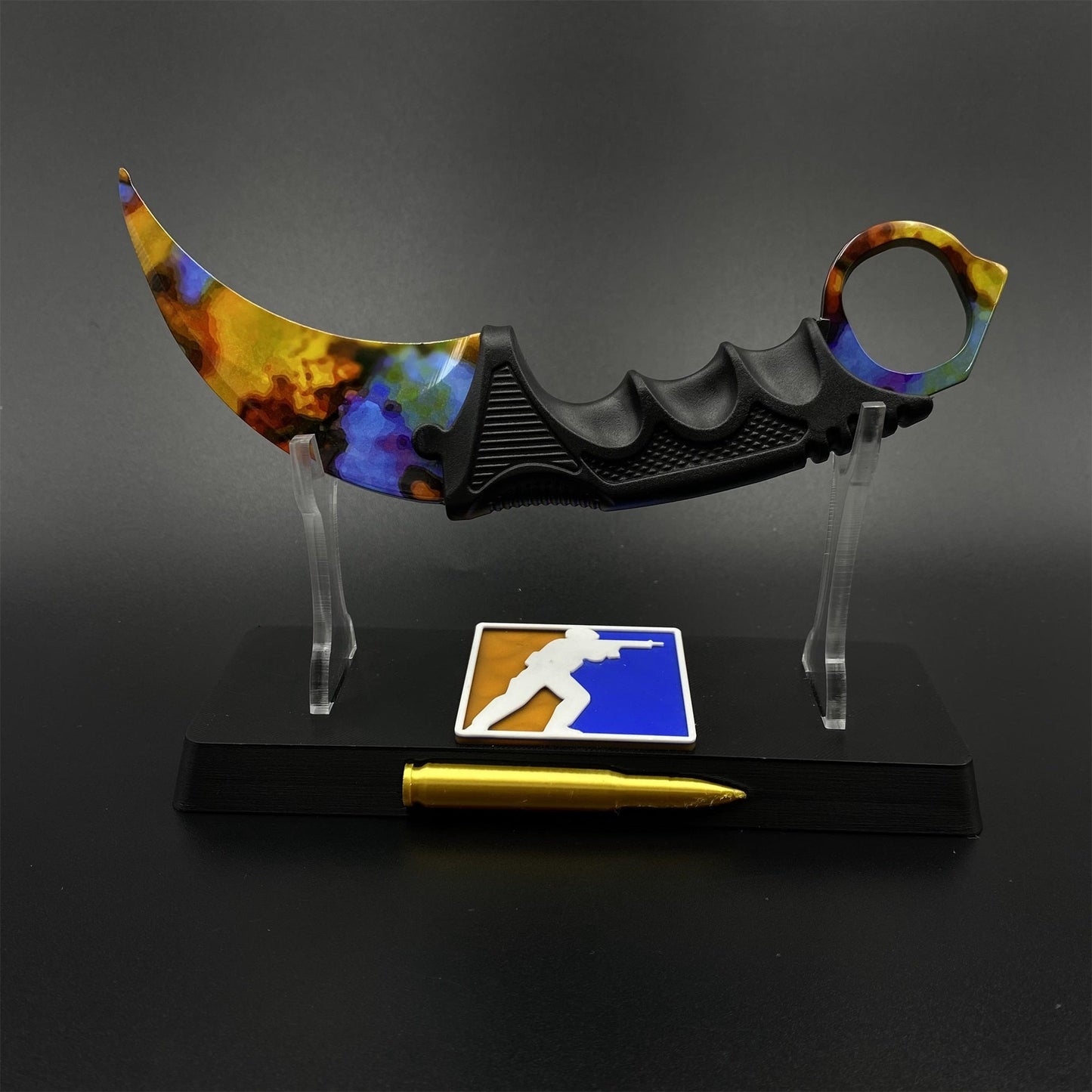 CS2 Emerald Web Karambit Case Hardened Skin Replica Dull Blade Trainer Knife Collectible Model